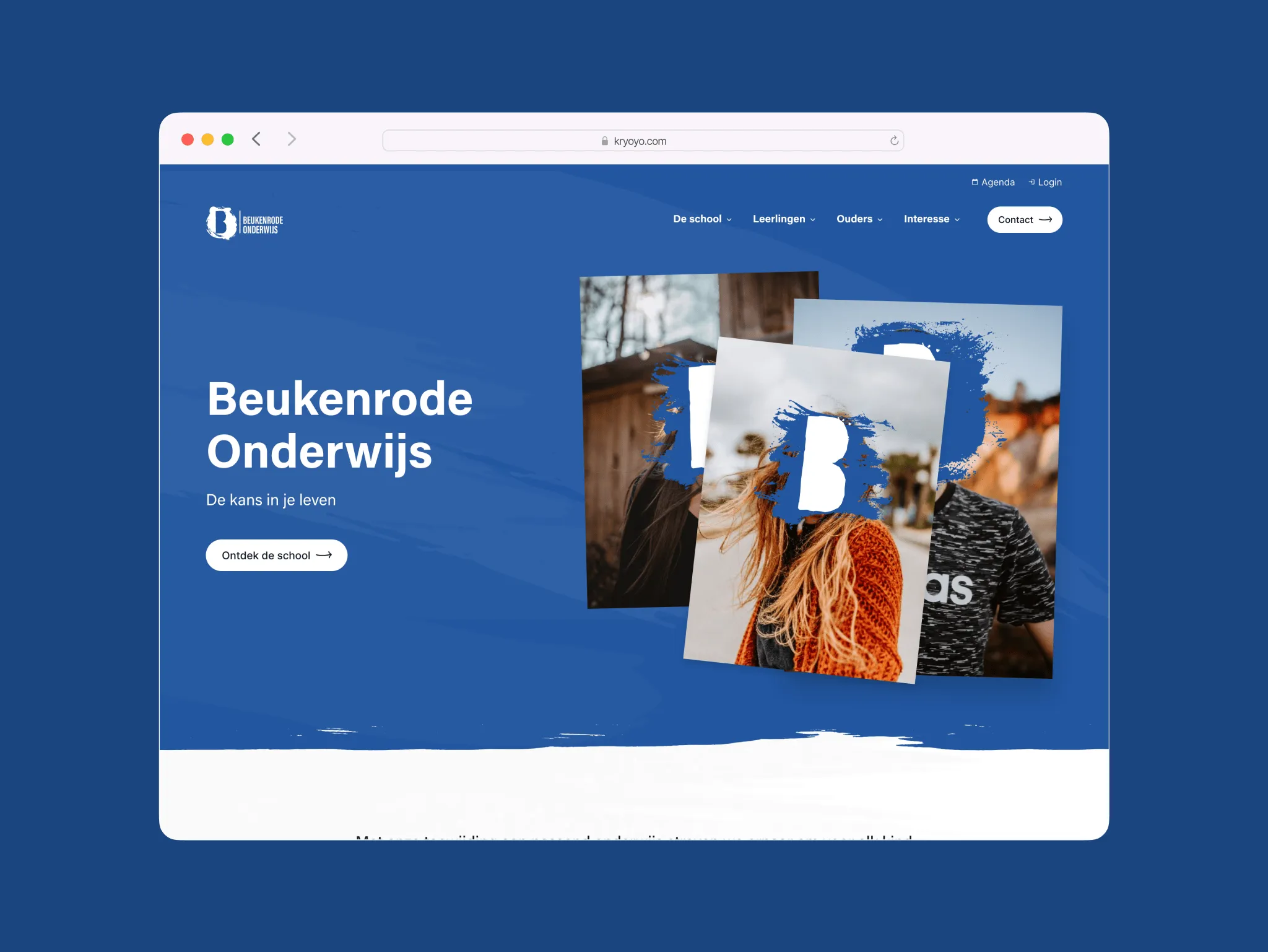 Full screen view of the Beukenrode website homepage