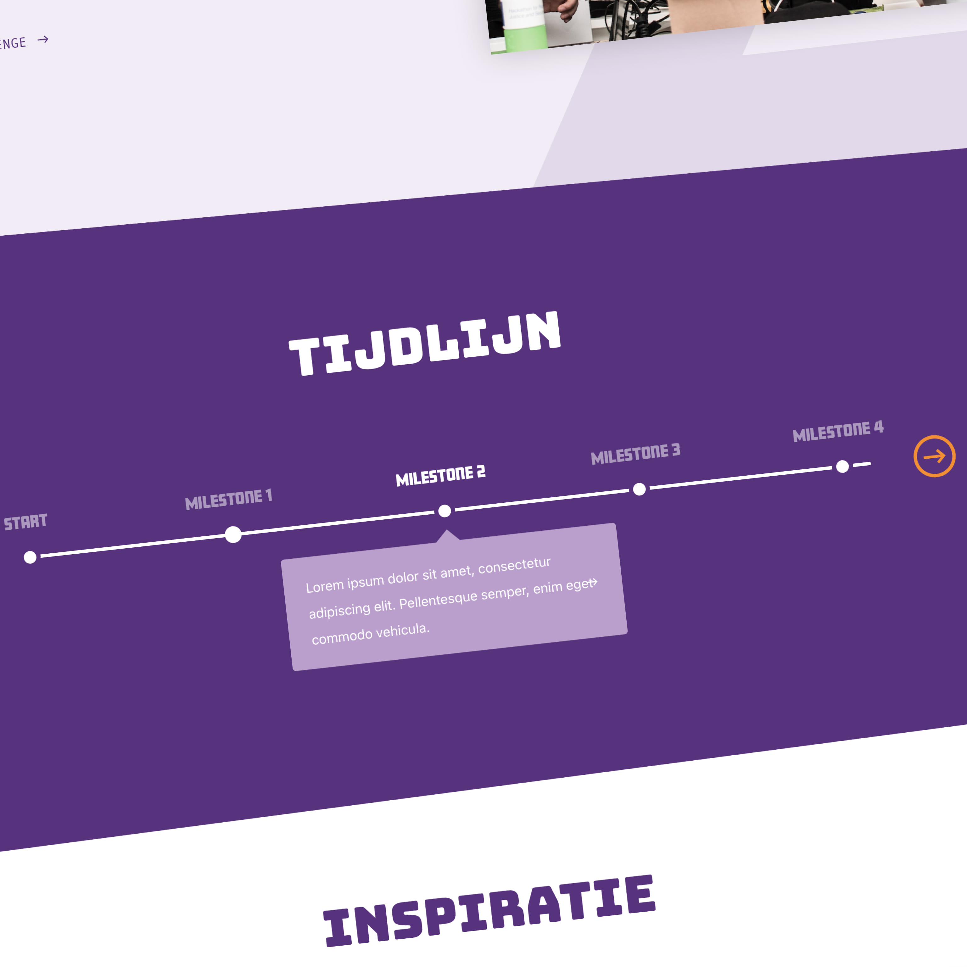 Interactive timeline with milestones on the Transform.Hackathon website