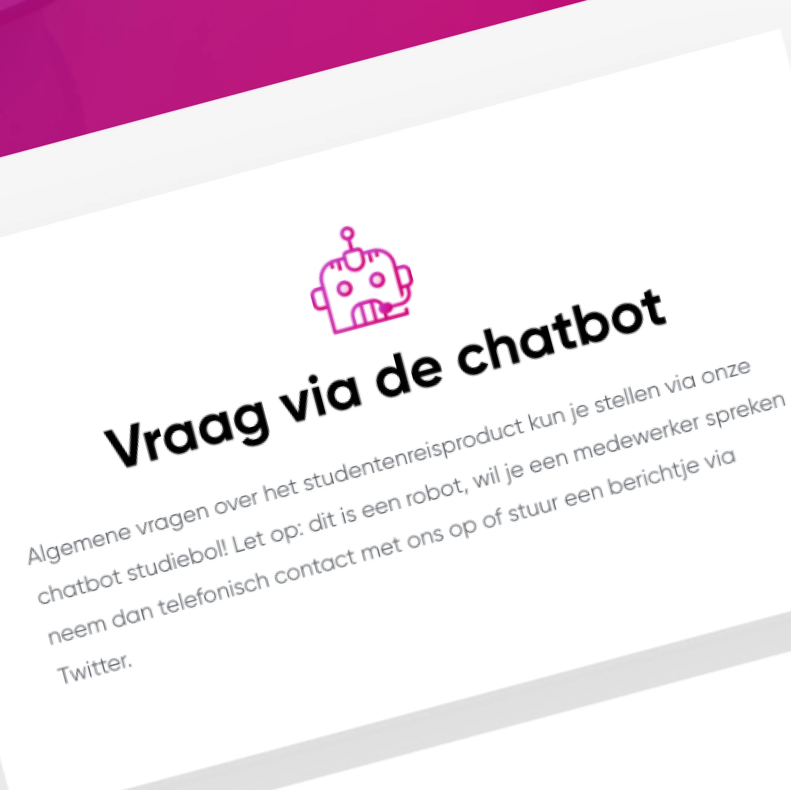 Chatbot integration on the Studentenreisproduct website