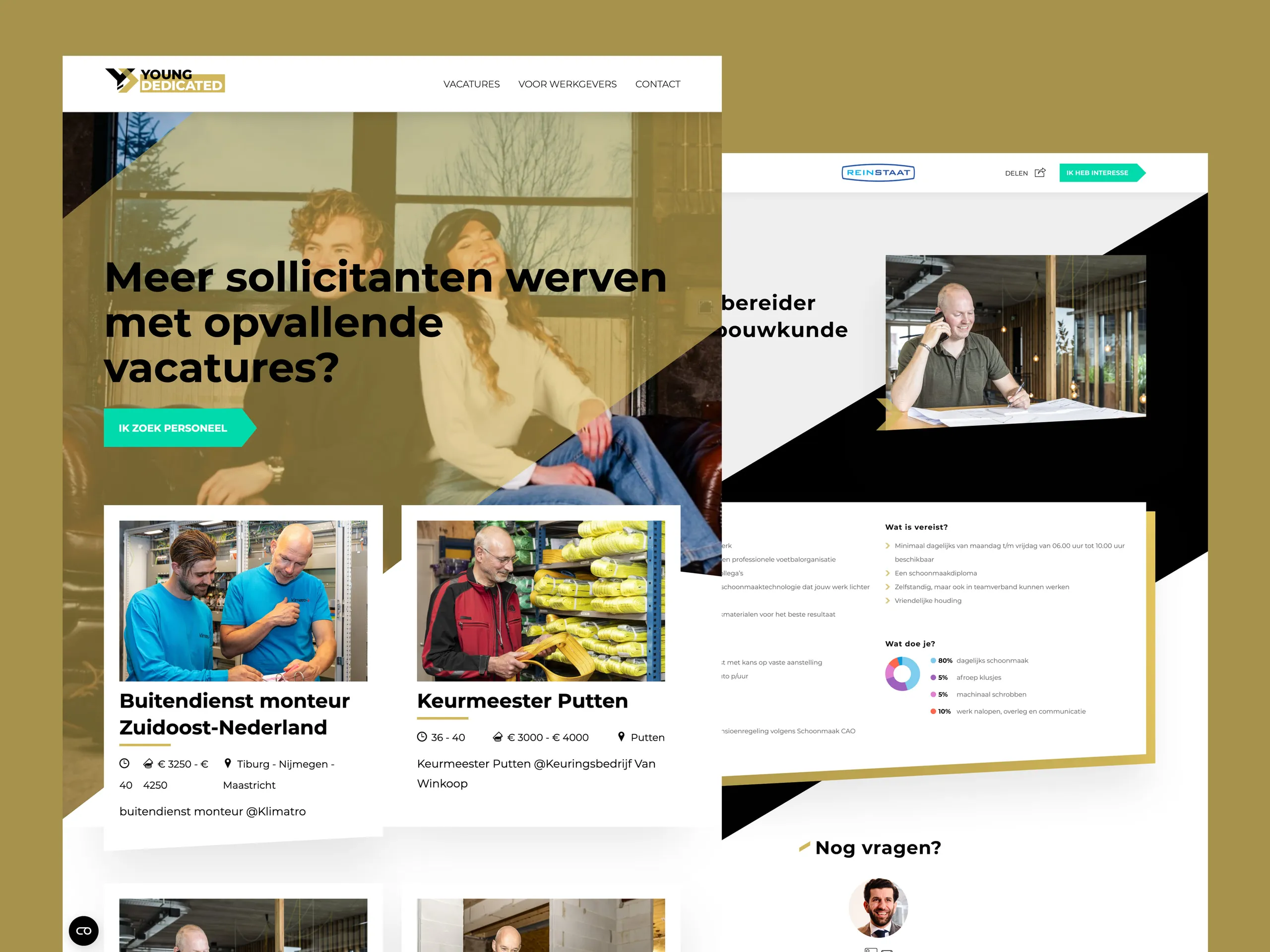 Two screenshots of the YoungDedicated job website