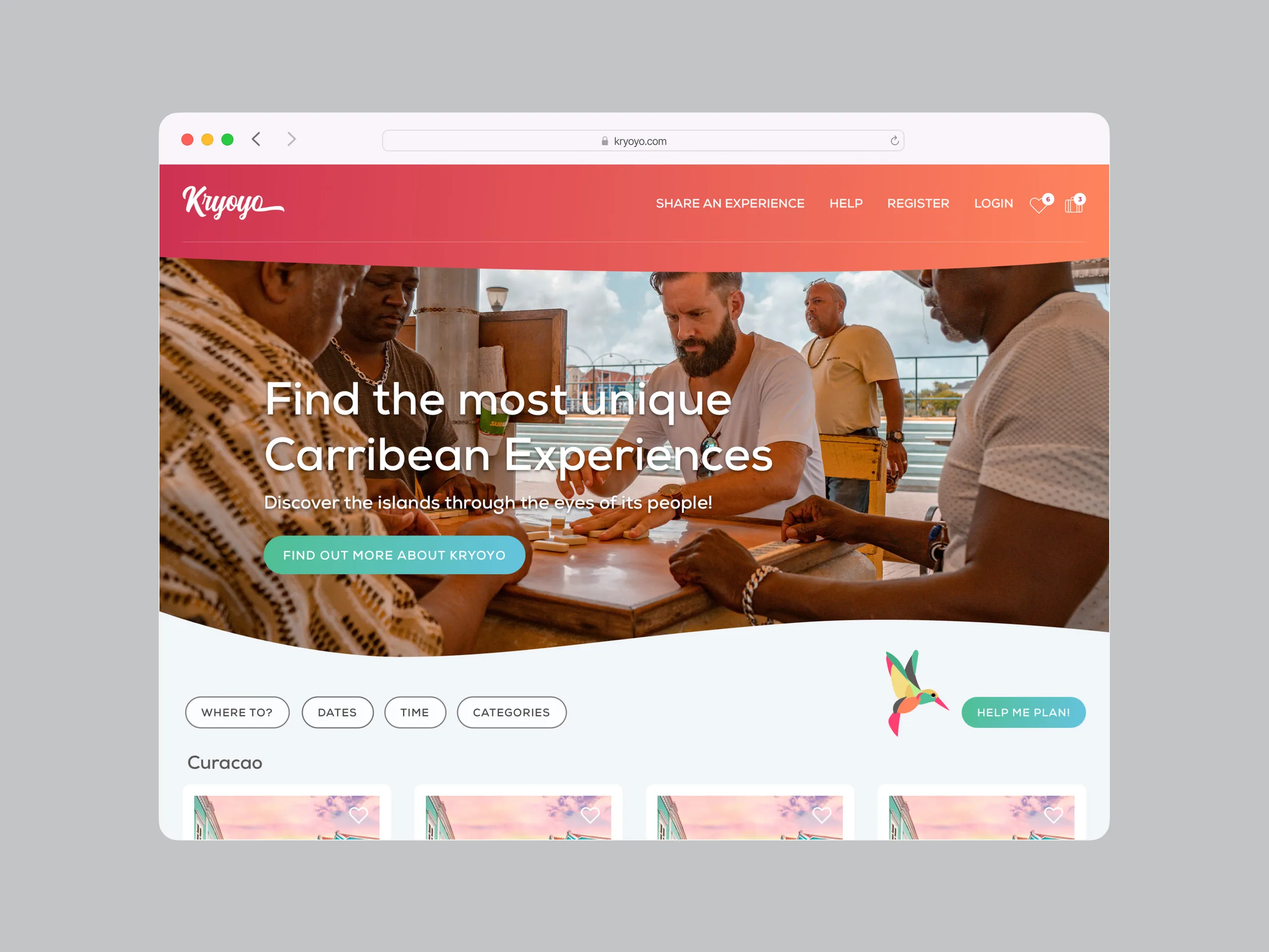 Detailweergave van de Kryoyo website