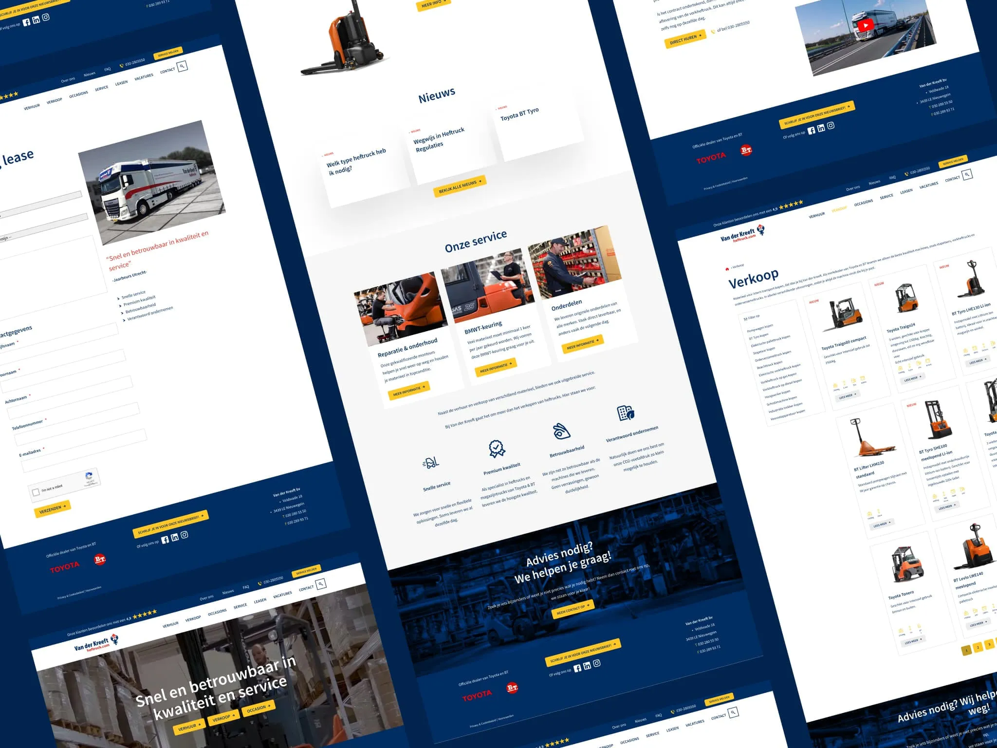 Overview of the Heftruck.com website with page layouts across multiple devices