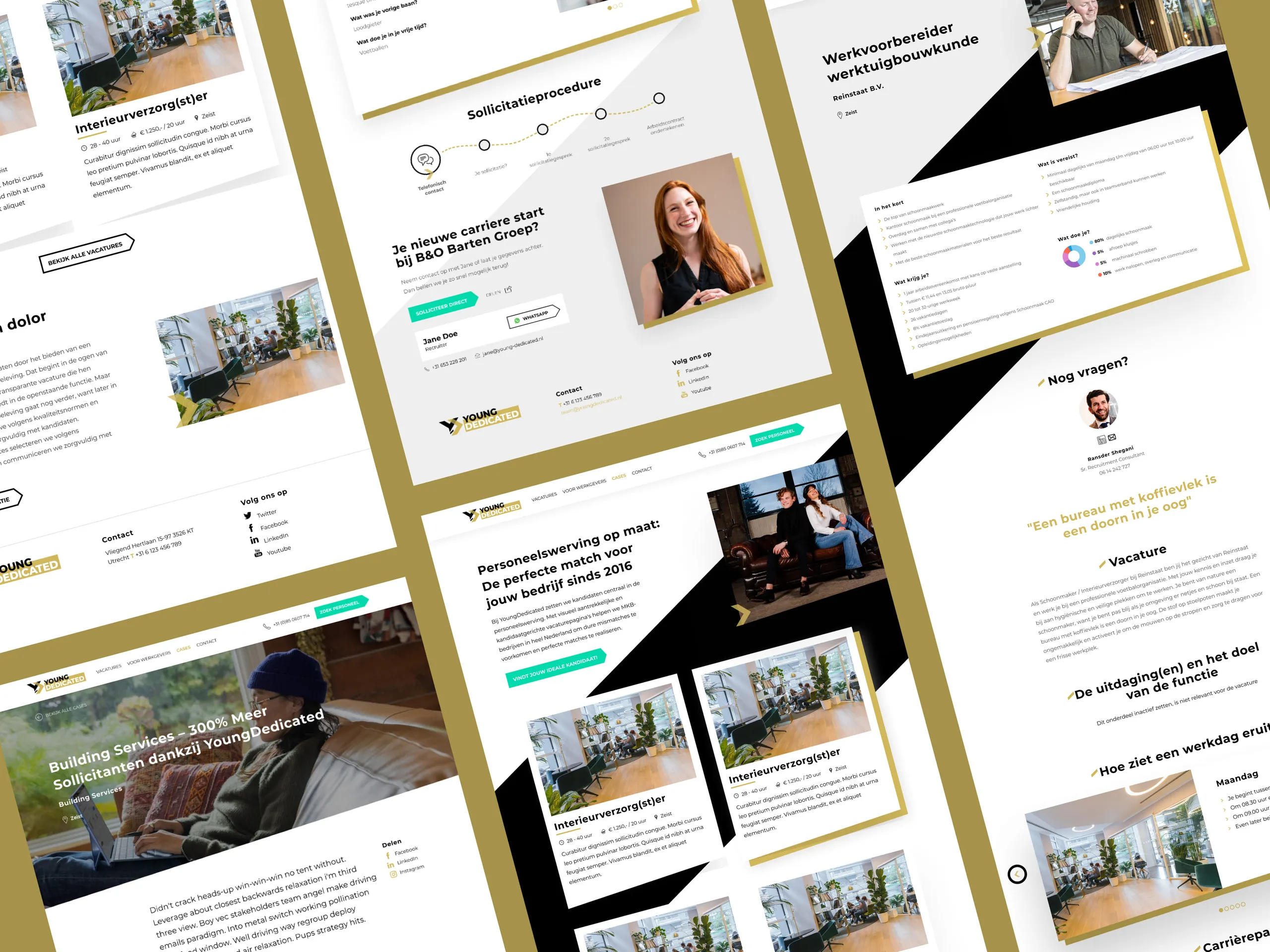 Overview of the YoungDedicated website with page layout and design
