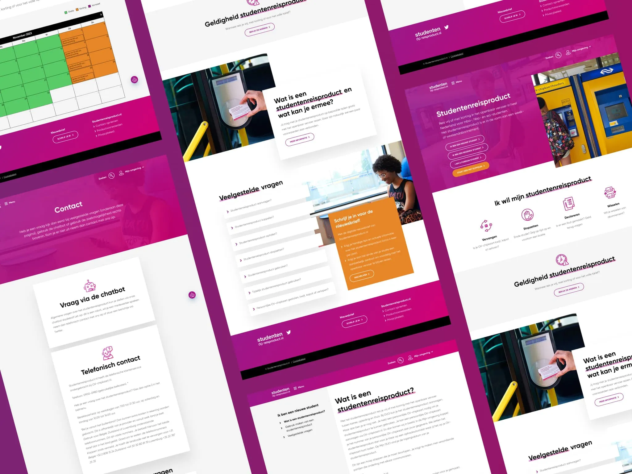 Overview of the Studentenreisproduct website with page layout and design