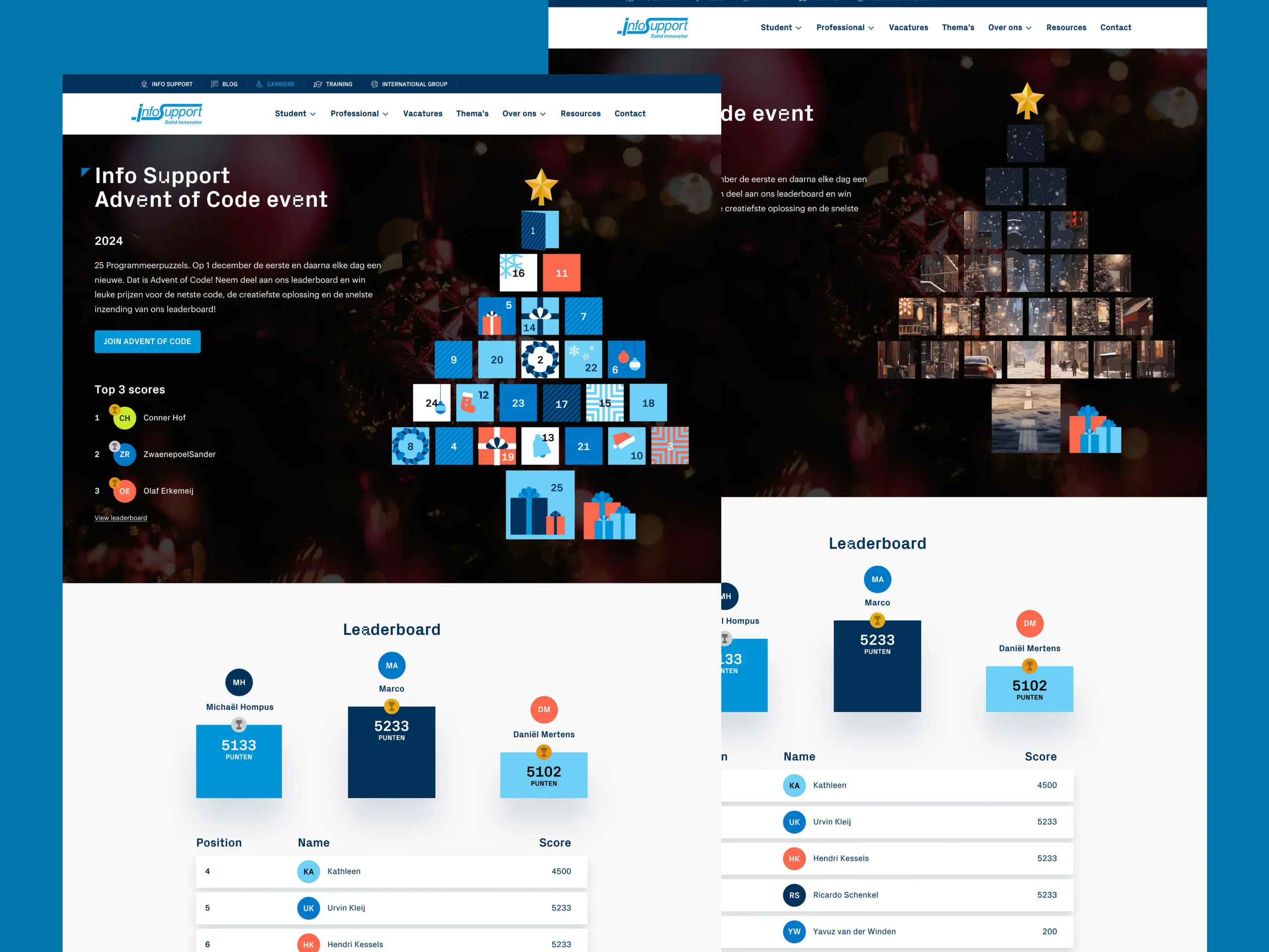 Overzicht van de Advent of Code 2024 kalender met dagelijkse programmeerpuzzels