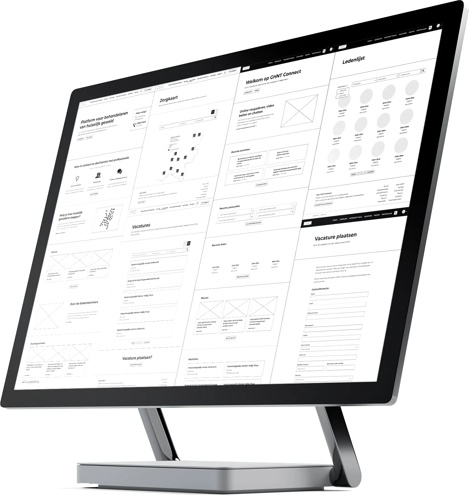 Wireframes of the matching functionality on the Drakentemmers platform