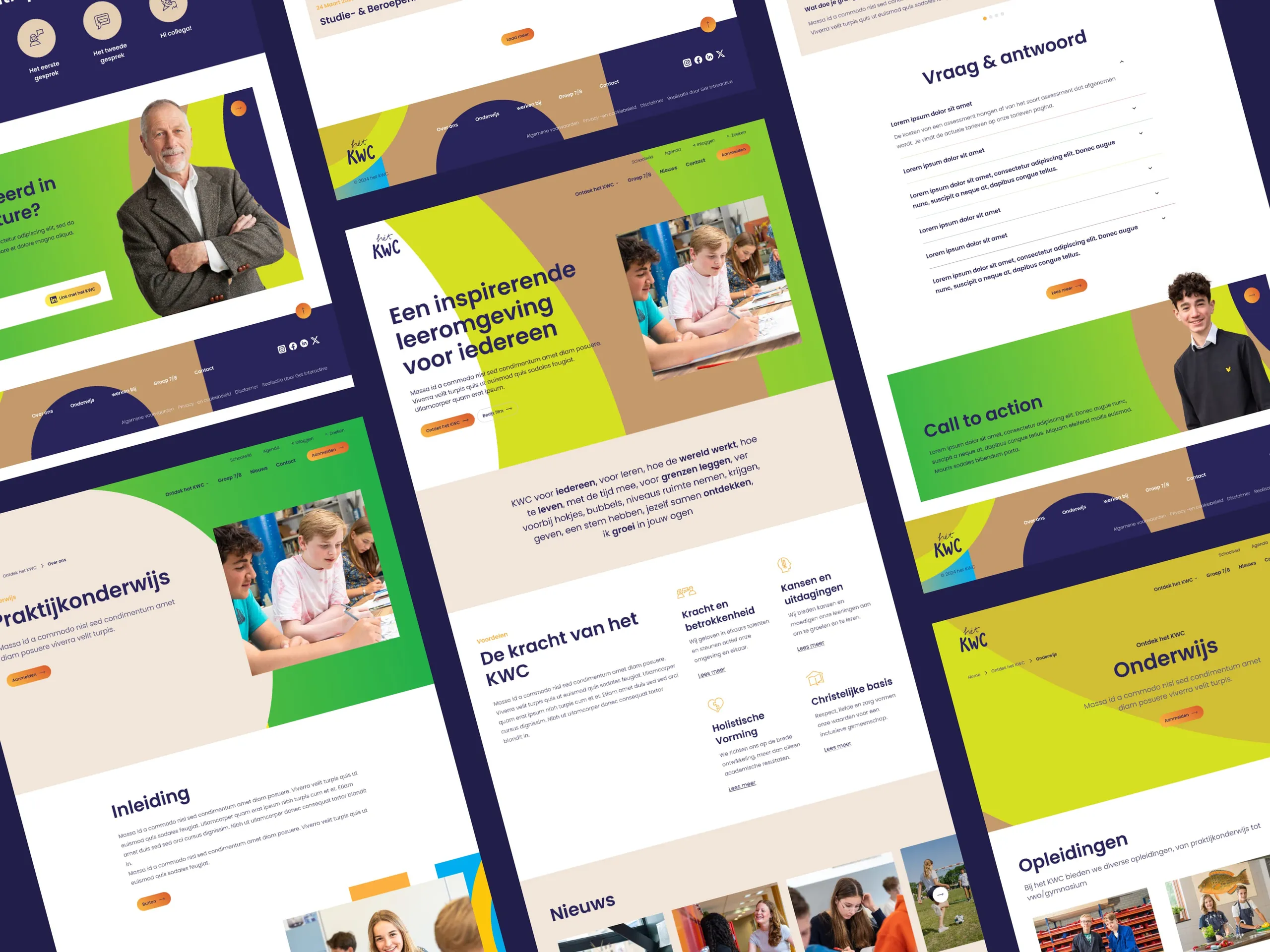Overview of the het KWC website with page layouts across multiple devices