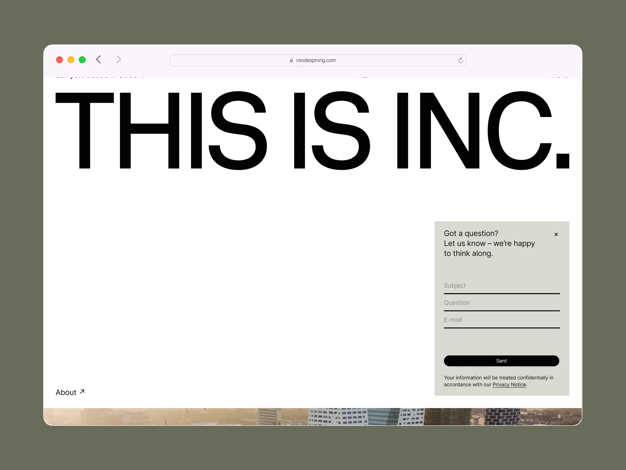 Detailopname van de INC. website