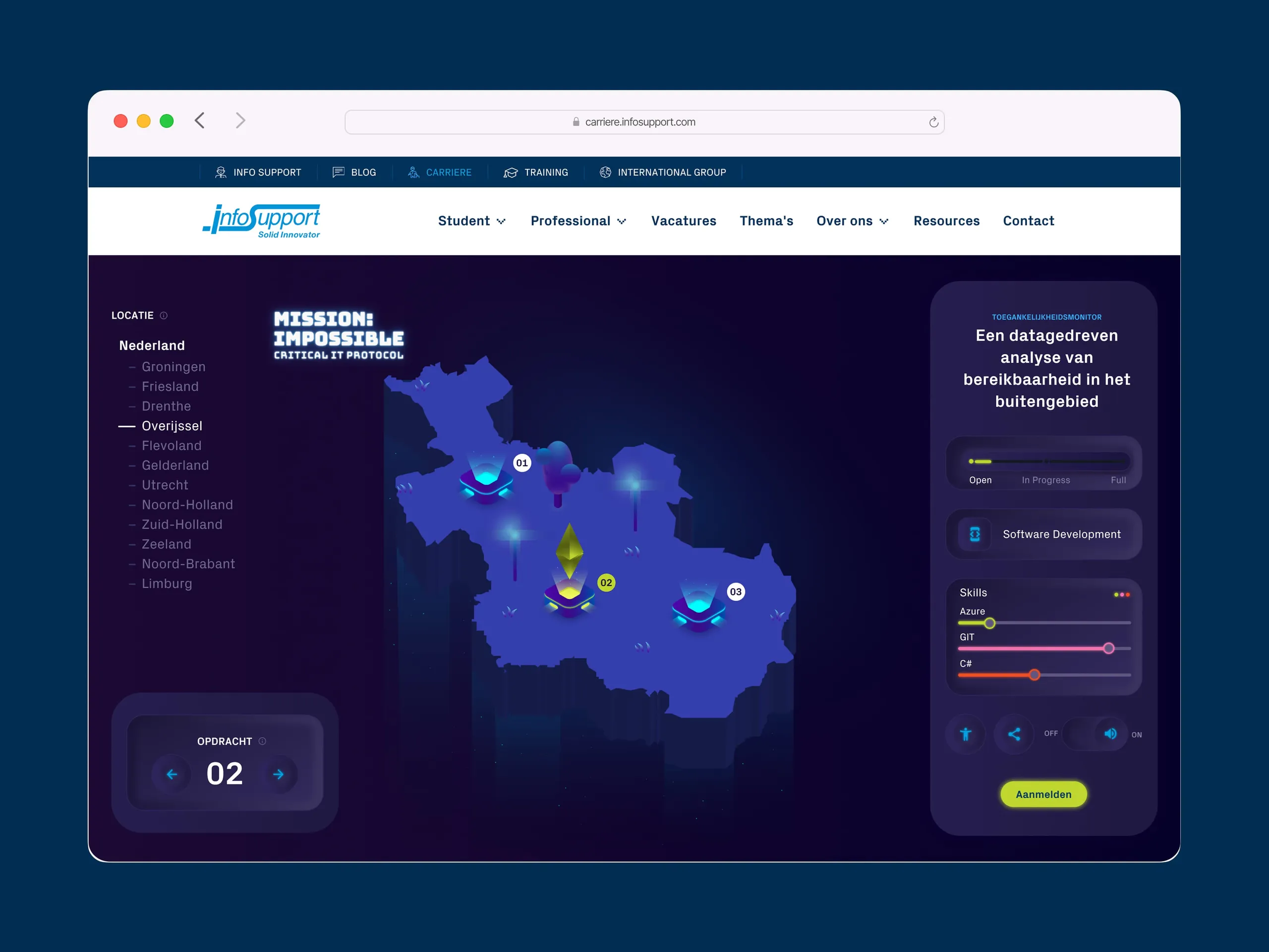 Detail of the interactive map showing provinces and projects