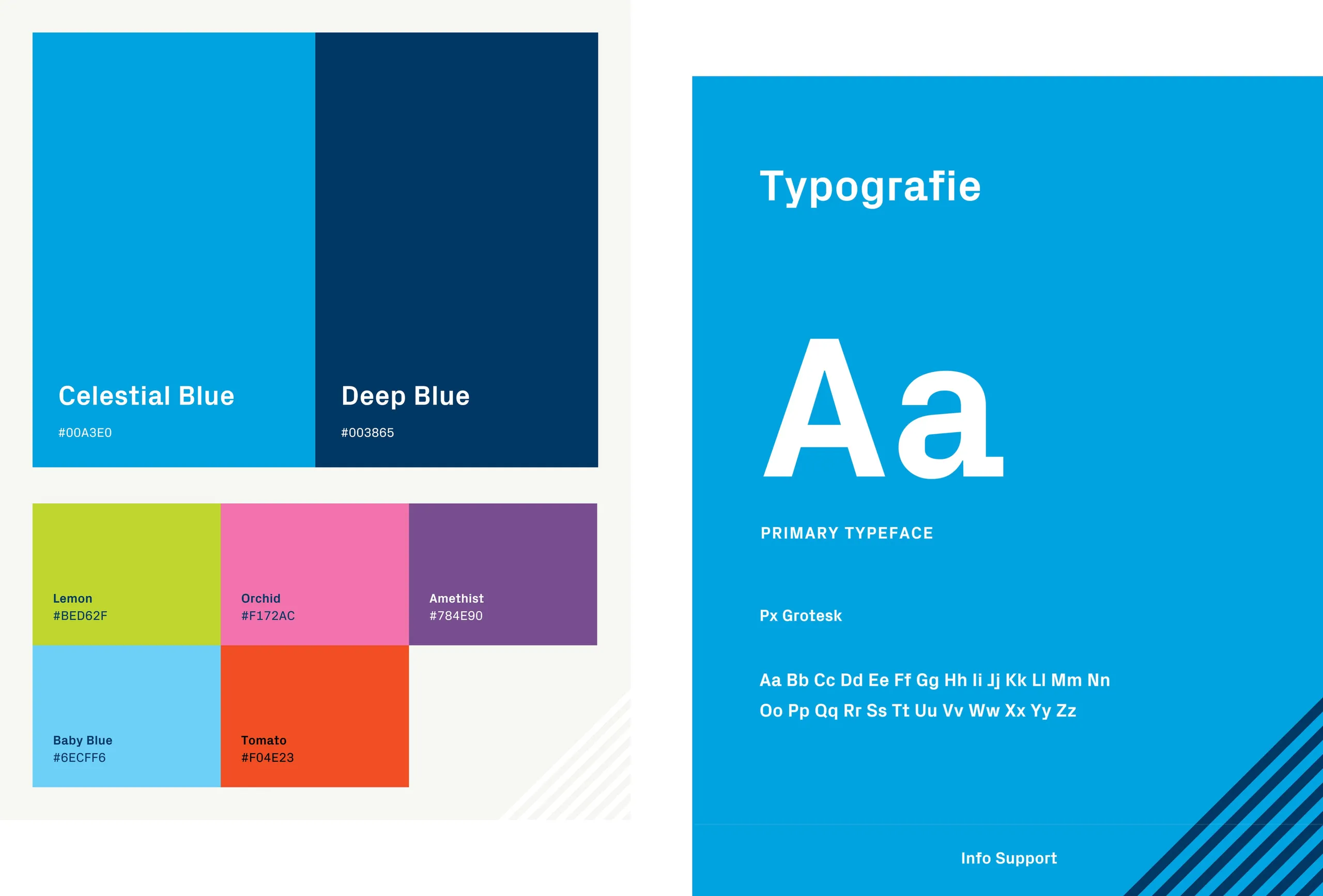 Brand identity elements and colors of the Info Support career website