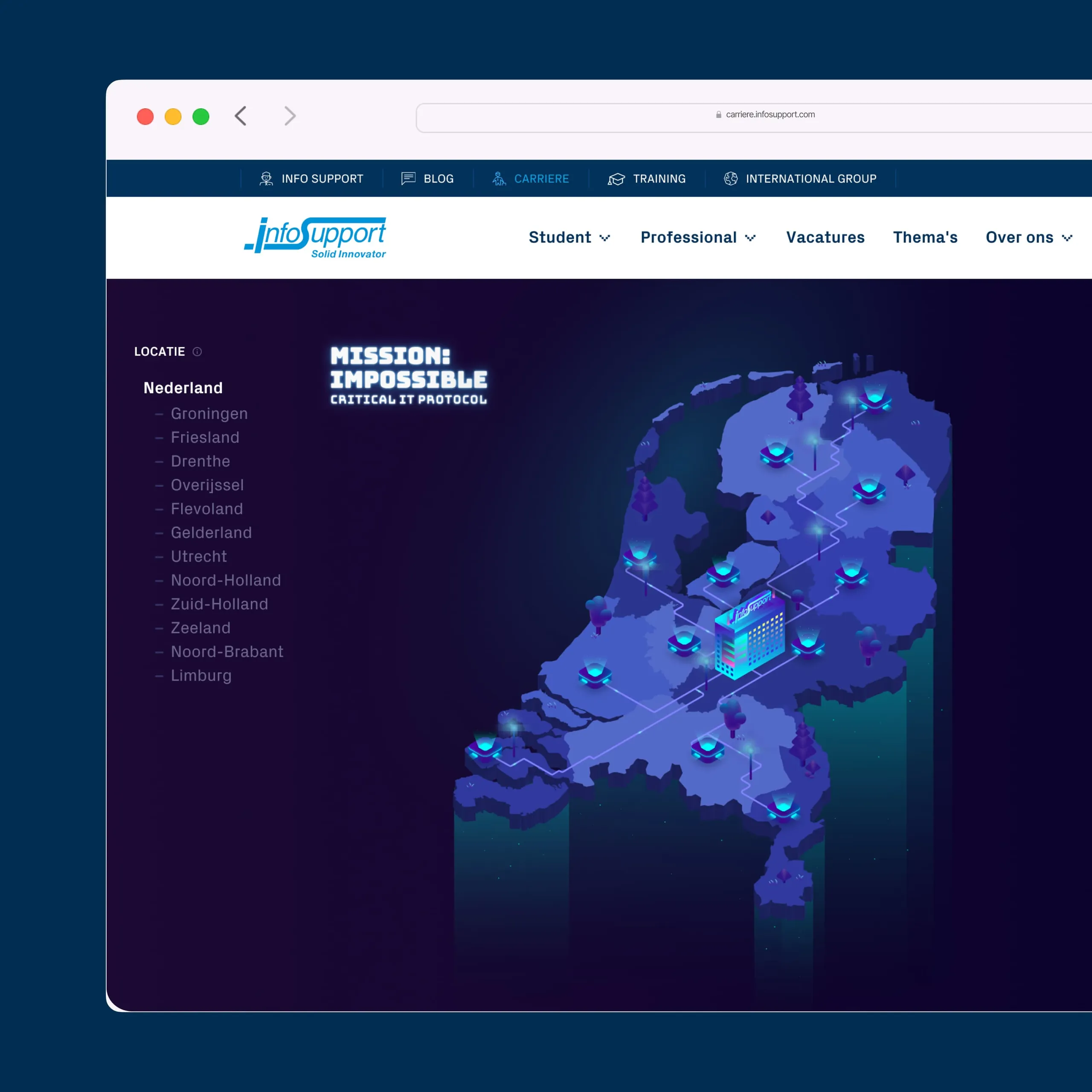 Screenshot of the interactive Mission Impossible map by Info Support