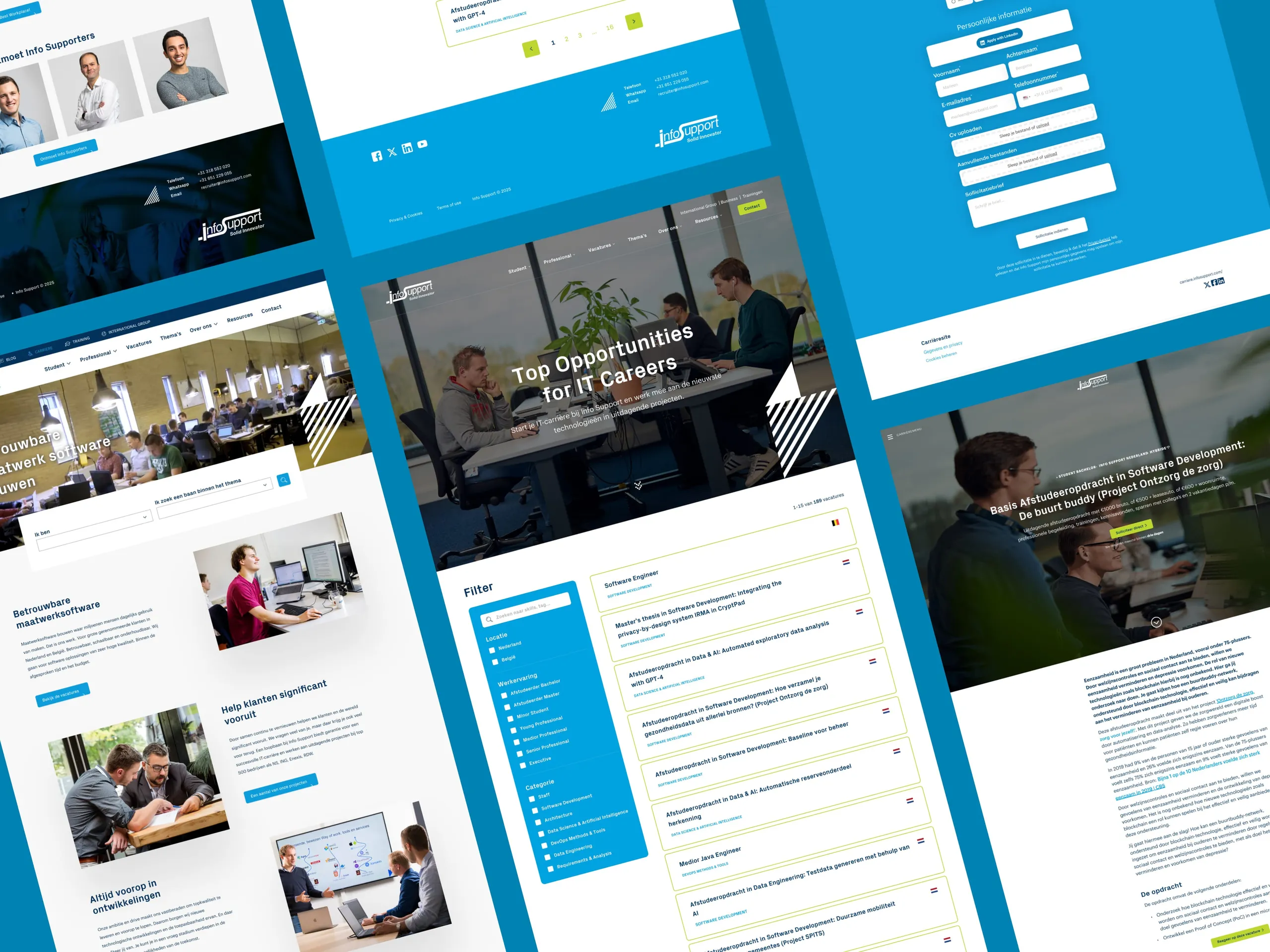 Overview of the Info Support career website on multiple devices