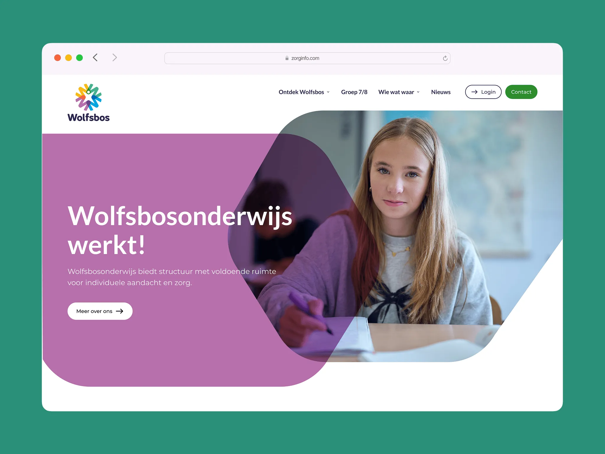 Detail view of the Wolfsbos school website