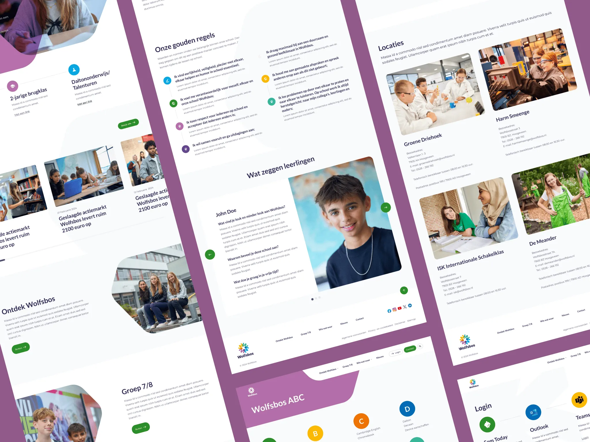 Overview of the new Wolfsbos website with page layout and design