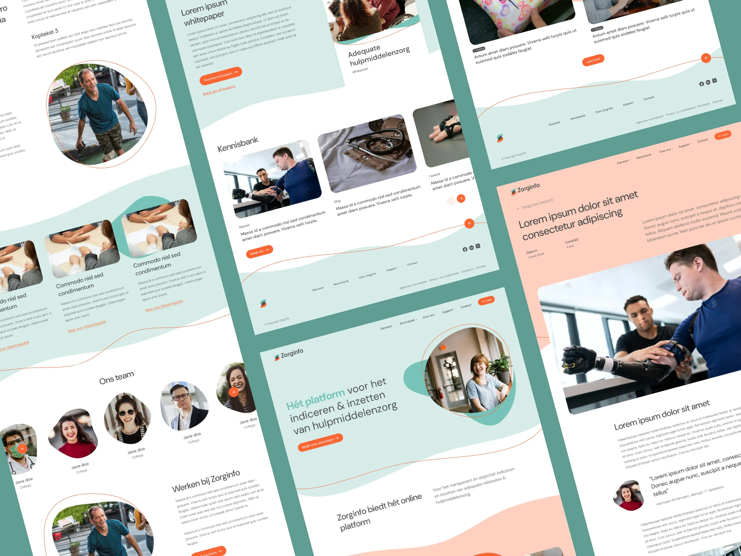 Overview of the Zorginfo platform with page layout and design