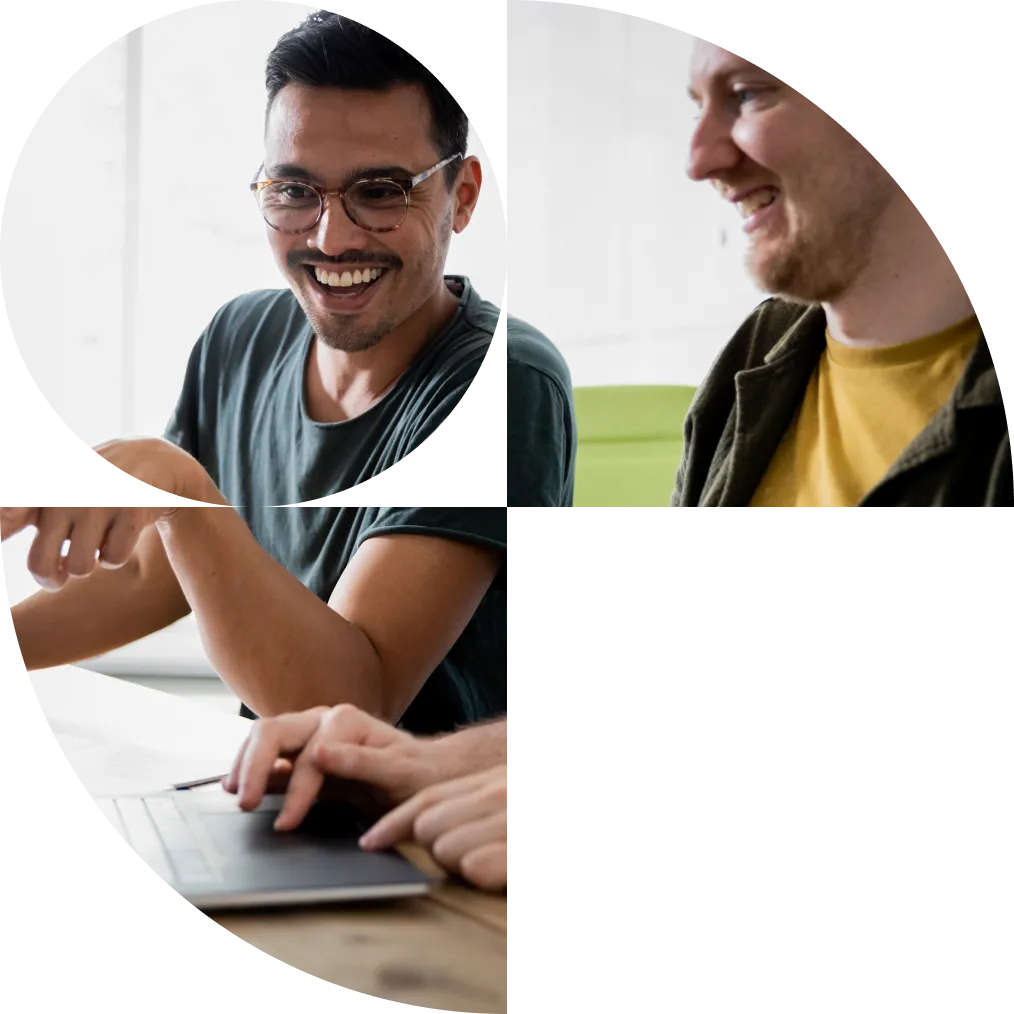 Team collaborating on professional content creation